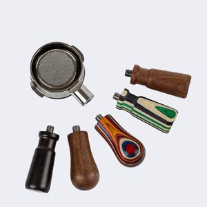 For Decent Espresso Machine Wooden Handles, Shorter Version available，Bottomless Portafilter For, Espresso Machines Rosewood Handle