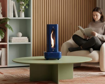 Tornado blue - Bioethanol fireplace | Space heater | Ceramic bioethanol stove | No Chimney heater | Table top fireplace | Bio Ethanol