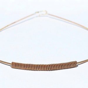 Guitar String Choker Necklace- Upcycled Bronze Bar Necklace, Music Jewelry, Guitar Teacher Gift, Acoustic Guitar Player, Guitarist,