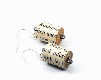 George Eliot Earrings- Middlemarch Upcycled Paper Bead Jewelry, Bookworm Gift, Literary Present, Literature , Bookish, Book Lover