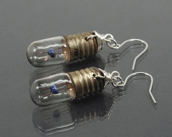 Upcycled Silver Light Bulb Earrings- Steampunk, Science Jewelry, Geek Gift, Lightbulb, Unusual, Post Apocalyptic, Wasteland, Grunge, Quirky