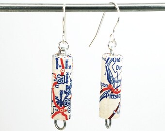 U.S. Map Paper Bead Earrings- United States Map Paper Bead Jewelry, Upcycled Paper Jewelry, USA Jewelry, Travel Gift, Traveler Present