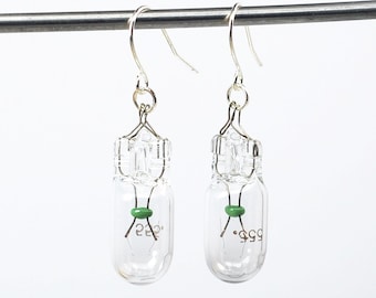 Mini Clear Light Bulb Earrings- Lightbulbs, Fun Geek Gift, Industrial, Contemporary Jewelry, Science, Cyberpunk, Post Apocalyptic, Quirky