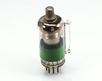 Green Vacuum Tube Brooch- Industrial Pin, Cyberpunk, Contemporary Jewelry, Steampunk, Radio Tube, Post Apocalyptic, Grunge, Alternative