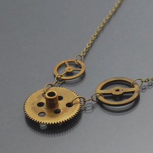 Brass Gear Steampunk Necklace- Upcycled Clock Gear, Steam Punk Jewelry, Cog, Industrial, Post Apocalyptic, Dark Grunge, Alternative Fashion