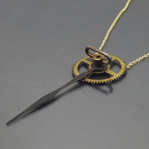 Steampunk Jewelry- Clock Hand Gear Necklace, Steam Punk, Industrial, Cyberpunk, Contemporary, Grunge, Post Apocalyptic, Goth, Gothic Style