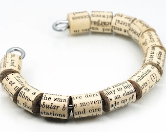 Gray's Anatomy Jewelry- Upcycled Medical Book, Paper Bead, Cuff Bracelet, Book Lover Gift, Word Jewelry, Human Science, Doctor Gift, Biology