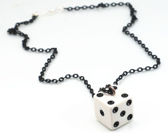 Dice Necklace Black & White Necklace Kitsch Jewelry Geek Etsy