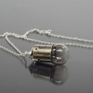 Silver Light Bulb Necklace- Cyberpunk, Steampunk, Lightbulb, Steam Punk, Goth Industrial, Contemporary Jewelry, Grunge, Upcycled, Science