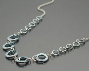 Split Washer Necklace- Silver Hardware Jewelry, Circle Necklace, Modern, Contemporary, Industrial, Geometric, Cyberpunk, Grunge, Alternative