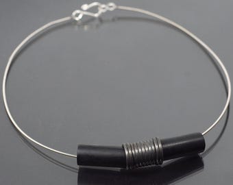 Industrial Guitar String Choker Necklace- Cyberpunk, Guitar Player Gift, for Men or Women, Post Apocalyptic, Grunge, Contemporary Jewelry