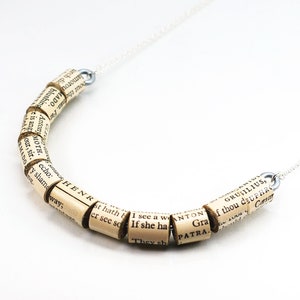 Shakespeare Jewelry- Shakespeare Upcycled Paper Bead Necklace, Paper Bead Jewelry, Book Lover Gift, Paper Jewelry, Literary Gift