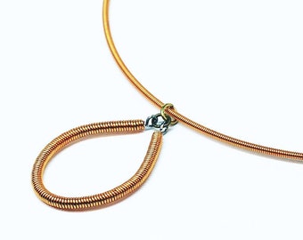 Bass Guitar String Jewelry- Upcycled Copper Bass String Necklace, Pendant Necklace, Music Jewelry, Bass Player Gift, Bass Teacher, Recycled