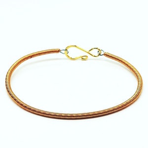 Copper Bass Guitar String Bracelet- Music Jewelry, Simple, Recycled, Upcycled, Gift for Bass Player, for Men or Women, Bassist, Minimalist