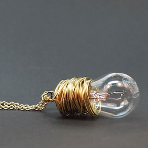 Steampunk Necklace Brass Upcycled Light Bulb Necklace, Steampunk Jewelry, Lightbulb Necklace, Steam Punk Jewelry, Cyberpunk Jewelry, Grunge image 1