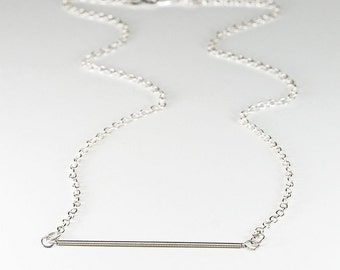 Guitar String Jewelry Upcycled Silver Bar Necklace Simple 