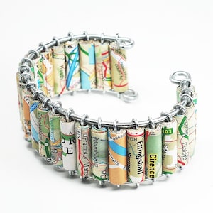 UK Karte Schmuck - Upcycled Großbritannien Straße Atlas Karte Chunky Manschette Armband, Großbritannien Schmuck, britischen Schmuck, Papierschmuck, Reise-Geschenk