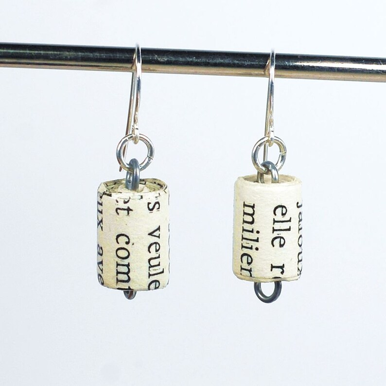 French Paper Bead Earrings Upcycled Paper Bead Jewelry Etsy