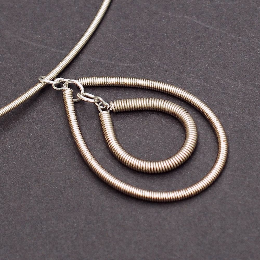 Bass Guitar String Jewelry- Upcycled Silver Bass String