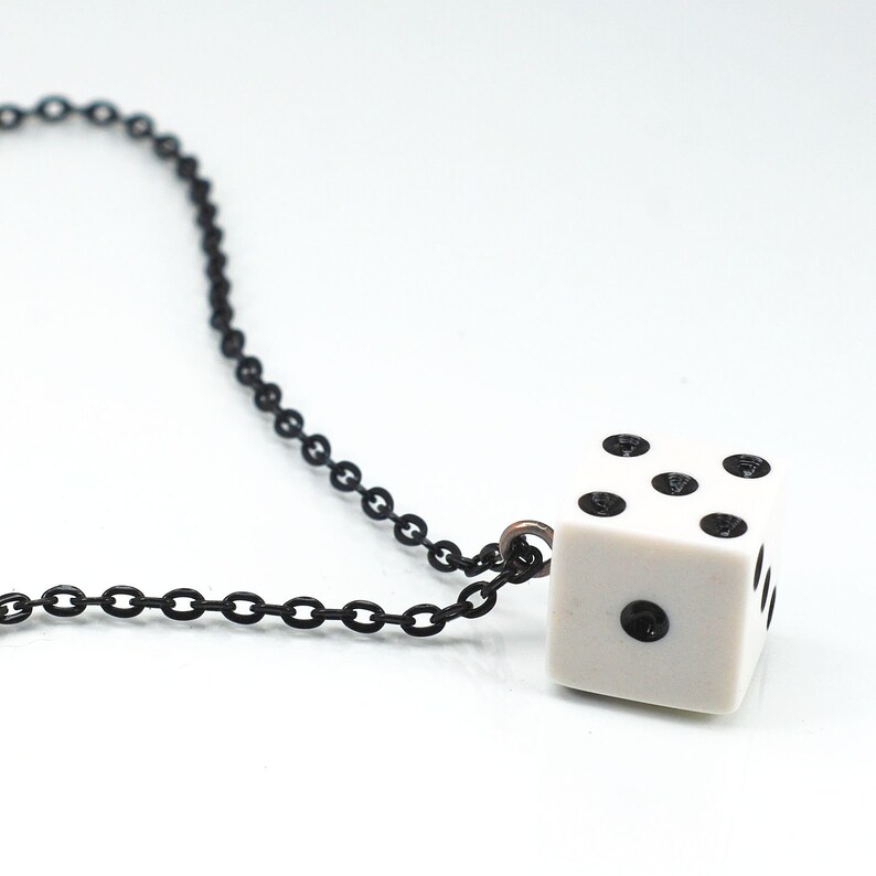 Dice Necklace Black & White Necklace Kitsch Jewelry Geek Etsy