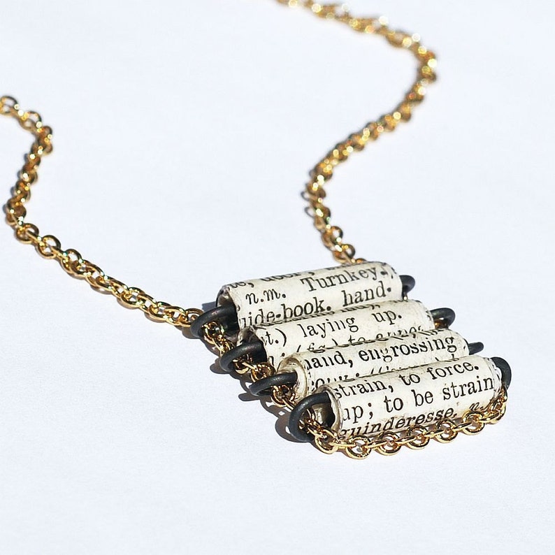 Paper Bead Jewelry French Dictionary Necklace Paper Bead Etsy