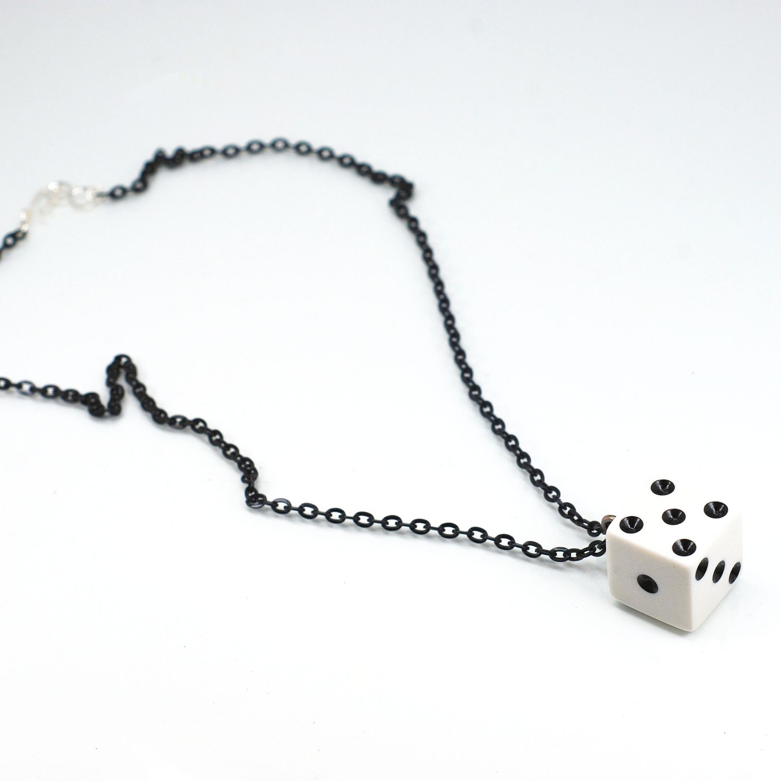 Dice Necklace Black & White Necklace Kitsch Jewelry Geek Etsy