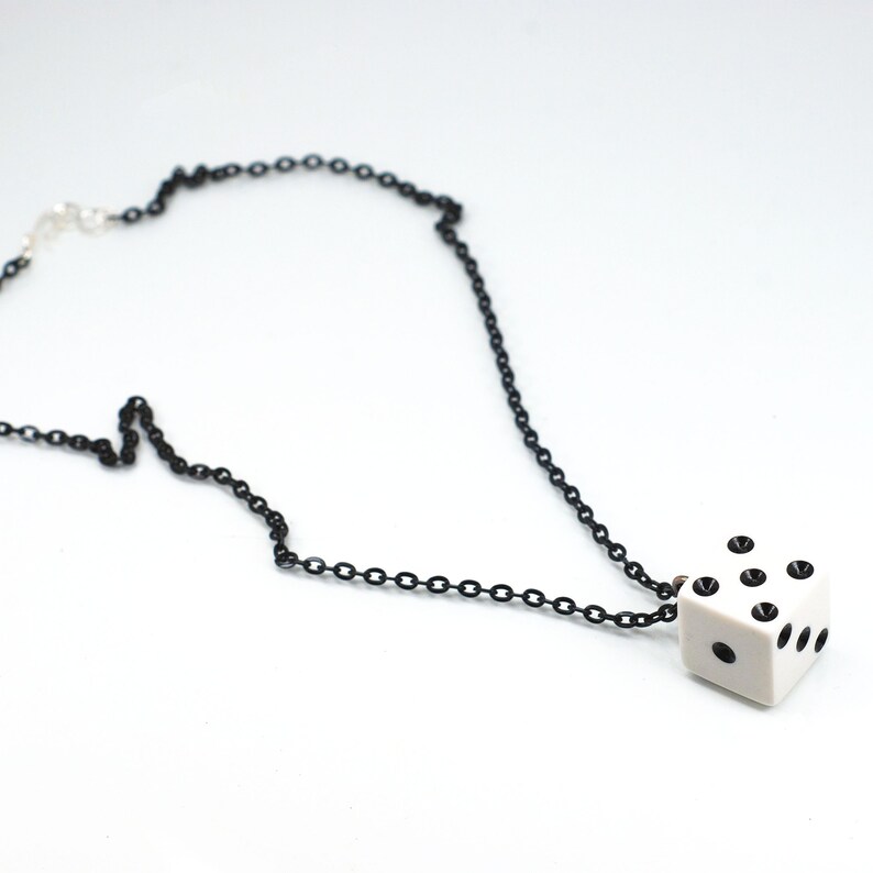 Dice Necklace Black & White Necklace Kitsch Jewelry Geek Etsy