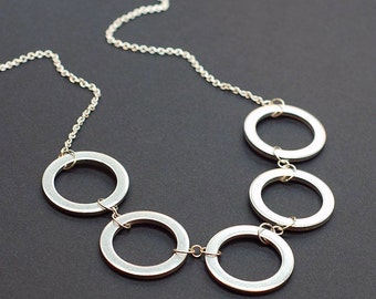 Silver Circle Necklace- Upcycled Washer, Geometric Jewelry, Hardware Jewelry, Modern Jewelry, Contemporary Jewelry,