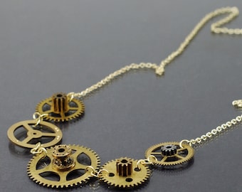 Messing Uhrwerk Halskette Steampunk Upcycled Zahnrad, Steam Punk