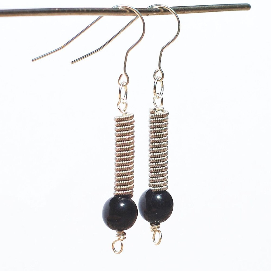 Guitar String Jewelry Upcycled Black Bead & Silver Guitar Etsy