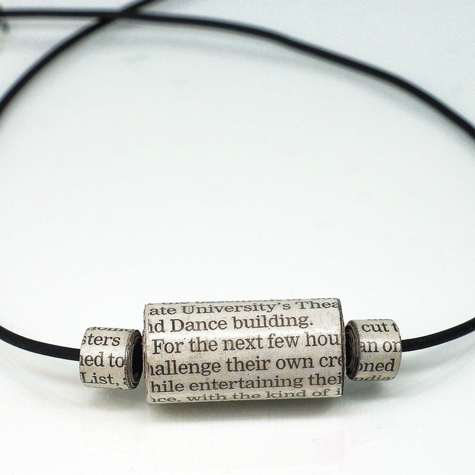 Paper Bead Necklace Newspaper Jewelry Word Jewelry Upcycled Etsy