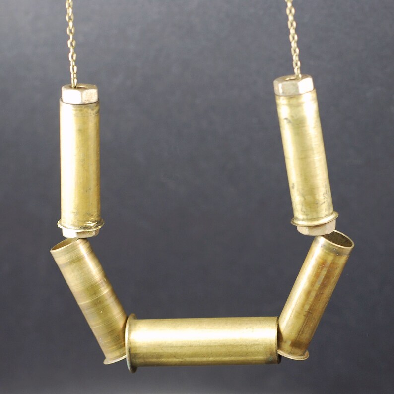 Brass Pinball Shooter Sleeve Necklace Contemporary Jewelry, Bold, Edgy, Geometric, Industrial, Modern, Statement, Post Apocalyptic, Grunge imagem 8