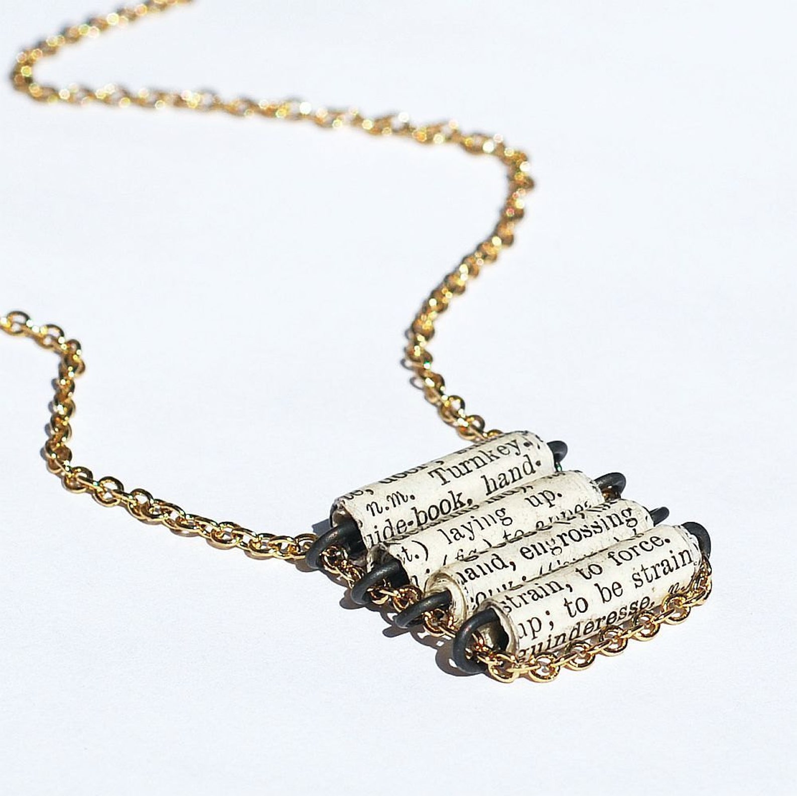 Paper Bead Jewelry French Dictionary Necklace Paper Bead Etsy