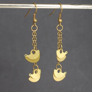 Boucles d’oreilles Steampunk - Pièces d’horloge en laiton recyclées, Moderne, Industriel, Boucles d’oreilles en chaîne, Bijoux contemporains, Grunge, Unique, Post Apocalyptique image 3