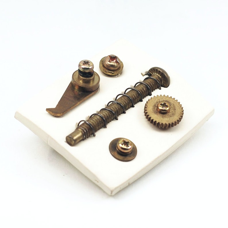 Hardware Jewelry Brooch- Upcycled Brass Clock Part Brooch, Jewelry Pin, Steampunk Brooch, Industrial Steampunk Jewelry, Contemporary Jewelry image 1