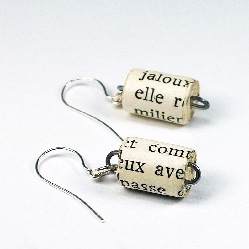 French Paper Bead Earrings Upcycled Paper Bead Jewelry Etsy