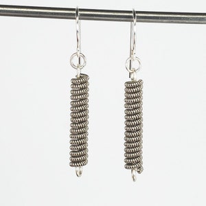 Guitar String Jewelry- Minimal Earrings, Upcycled Silver Guitar String Earrings, Guitar Player Gift, Music Jewelry, Guitar Jewelry
