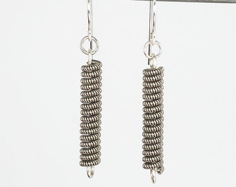 Guitar String Jewelry- Minimal Earrings, Upcycled Silver Guitar String Earrings, Guitar Player Gift, Music Jewelry, Guitar Jewelry