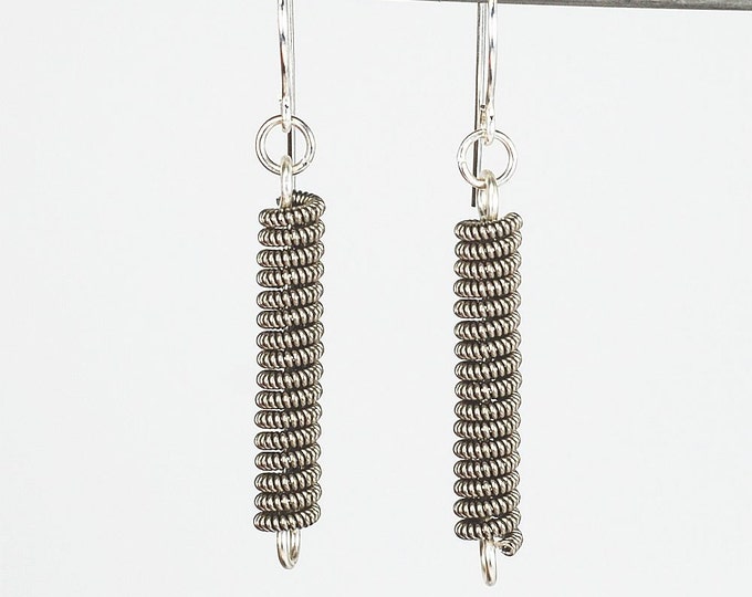 Guitar String Jewelry- Minimal Earrings, Upcycled Silver Guitar String Earrings, Guitar Player Gift, Music Jewelry, Guitar Jewelry