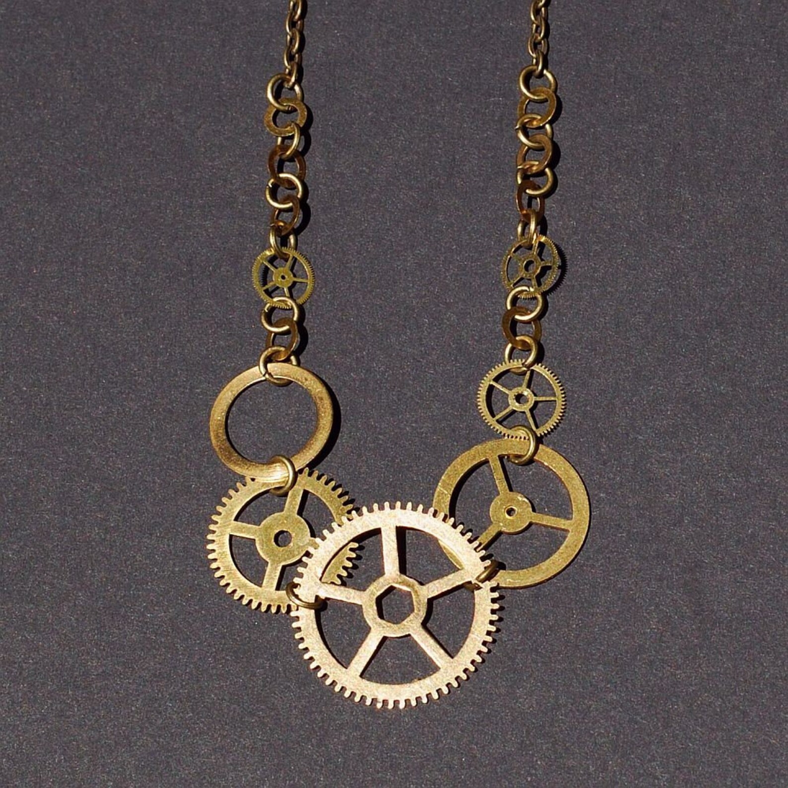 Steampunk jewelry clock gears necklace Etsy