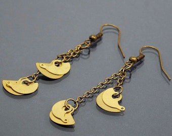 Steampunk Earrings- Upcycled Brass Clock Parts, Modern, Industrial, Chain Earrings, Contemporary Jewelry, Grunge, Unique, Post Apocalypyic