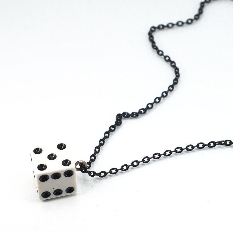 Dice Necklace Black & White Necklace Kitsch Jewelry Geek Etsy
