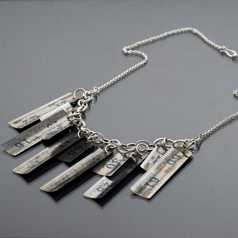 Tape Measure Necklace Silver Ruler Jewelry Contemporary Etsy