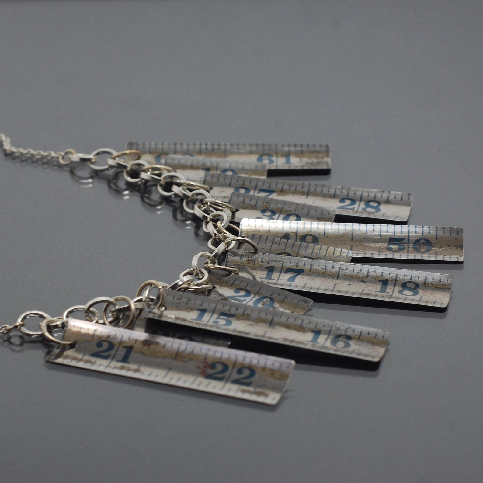 Tape Measure Necklace Silver Ruler Jewelry Contemporary Etsy