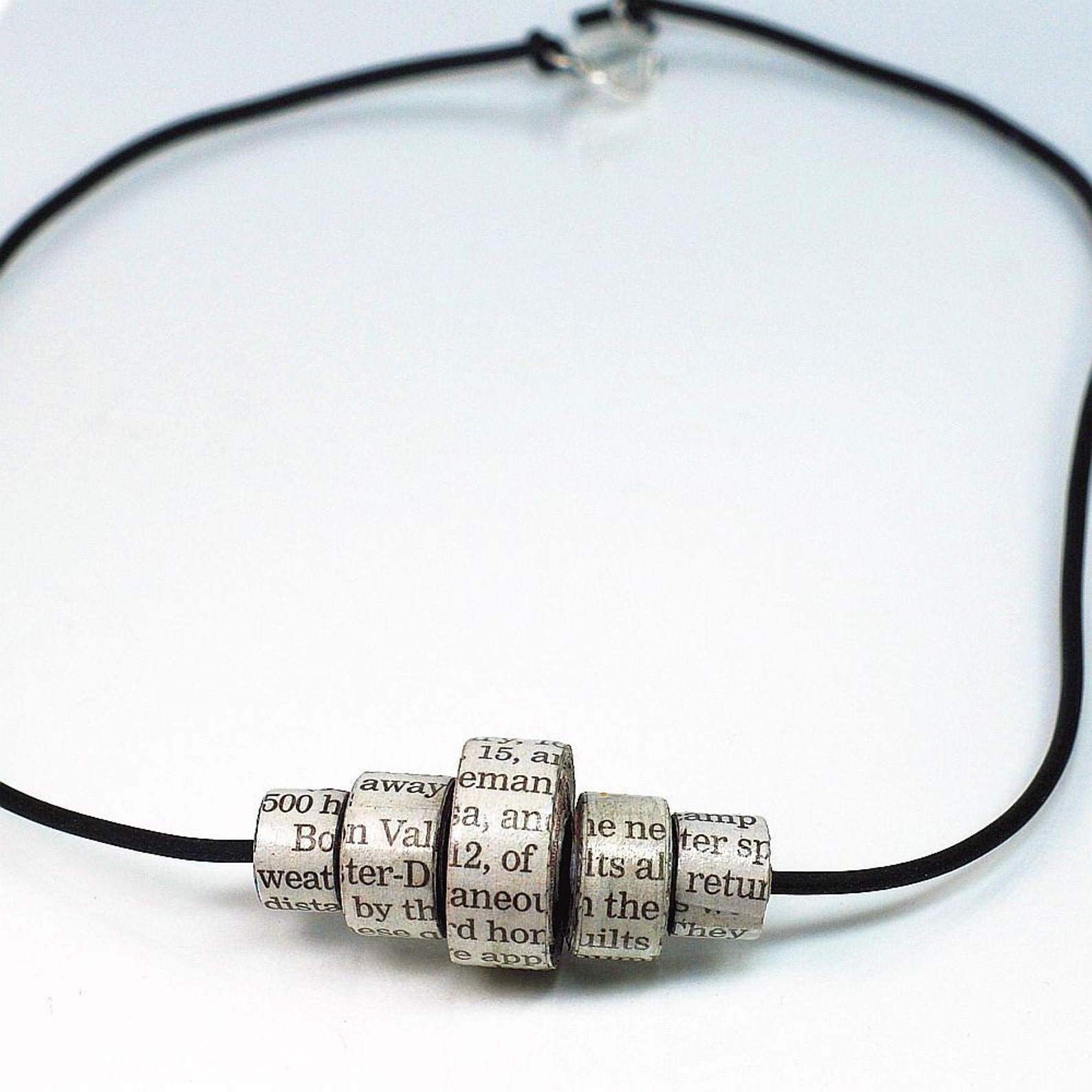 Paper Bead Jewelry Upcycled Newspaper Paper Bead Necklace Etsy