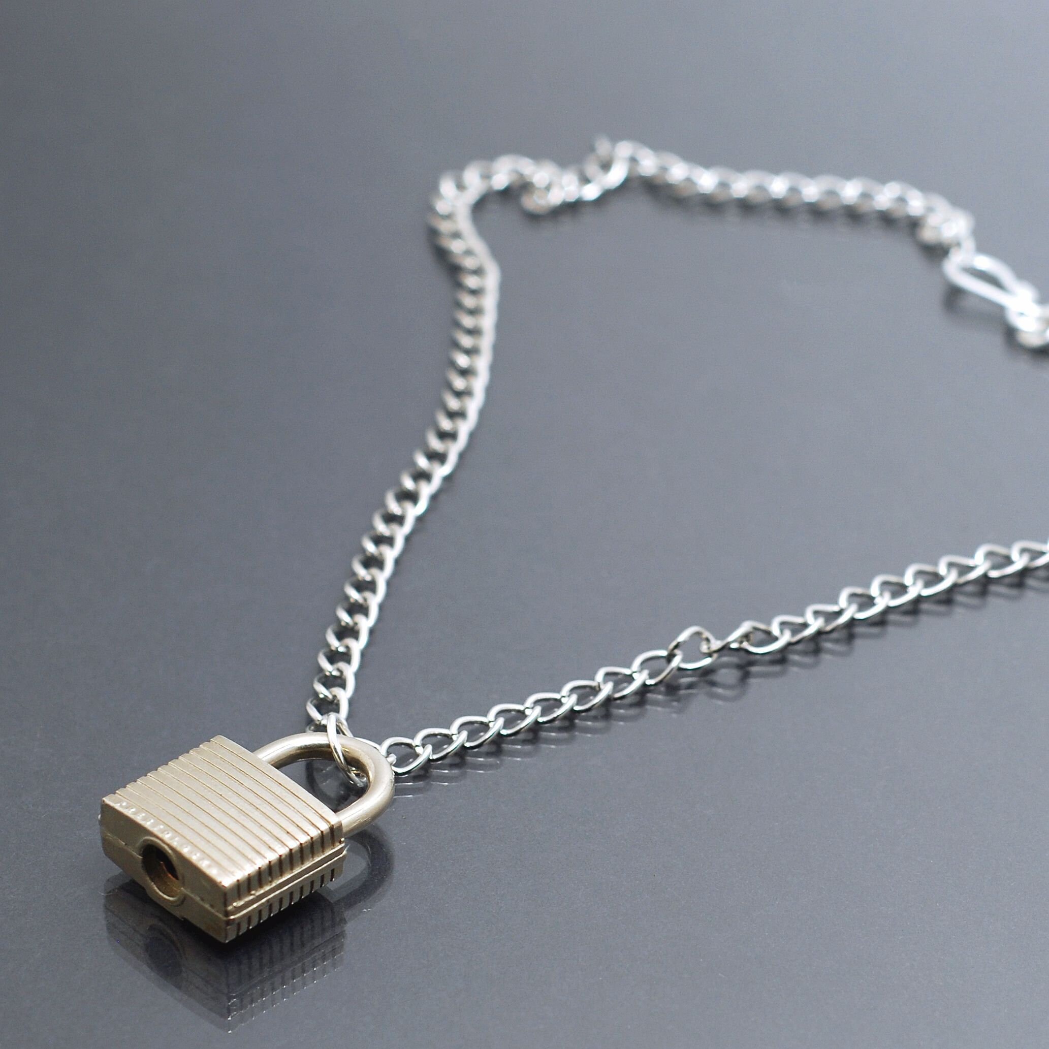 Padlock Necklace- Industrial Jewelry, Grunge Aesthetic