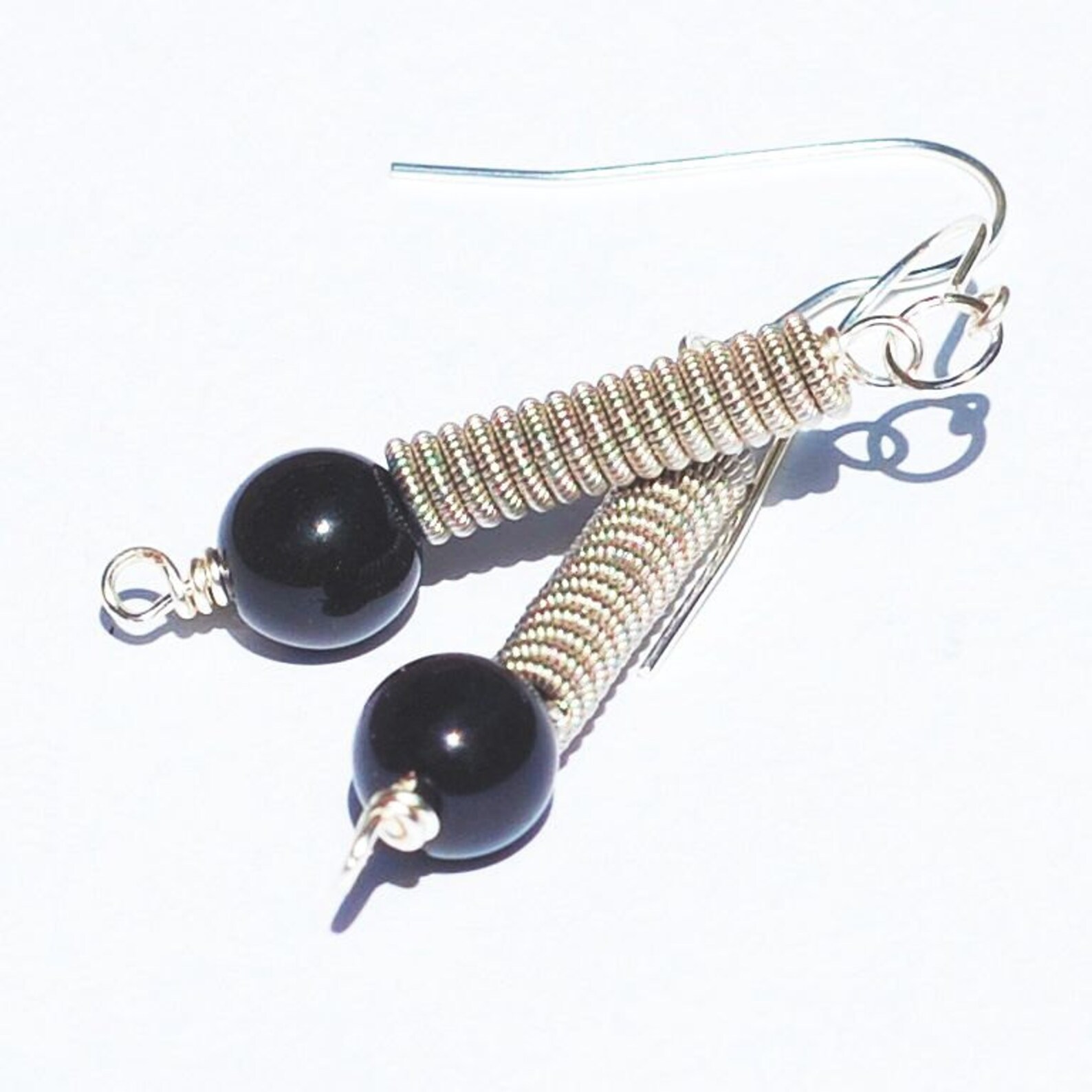 Guitar String Jewelry Upcycled Black Bead & Silver Guitar Etsy