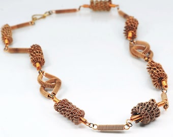 Guitar String Necklace- Upcycled Guitar Jewelry, Recycled Bronze Strings, Music, Acoustic Guitar Player Gift, Contemporary, Copper, Boho