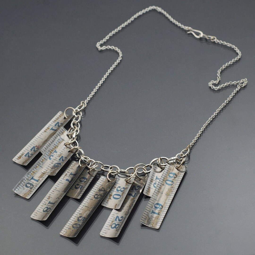 Tape Measure Necklace Silver Ruler Jewelry Contemporary Etsy