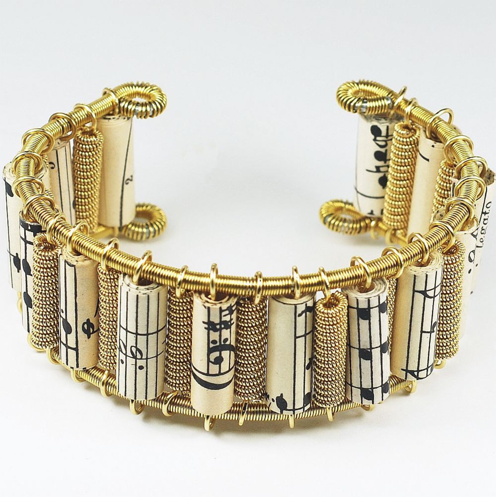 Guitar String Bracelet Sheet Music Paper Bead Jewelry Brass Etsy